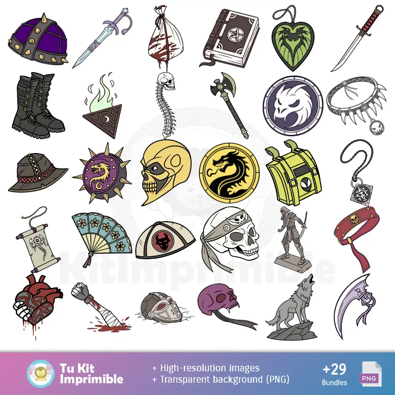 Modelli e texture mortali Kombat - Scrapbook e kit partito