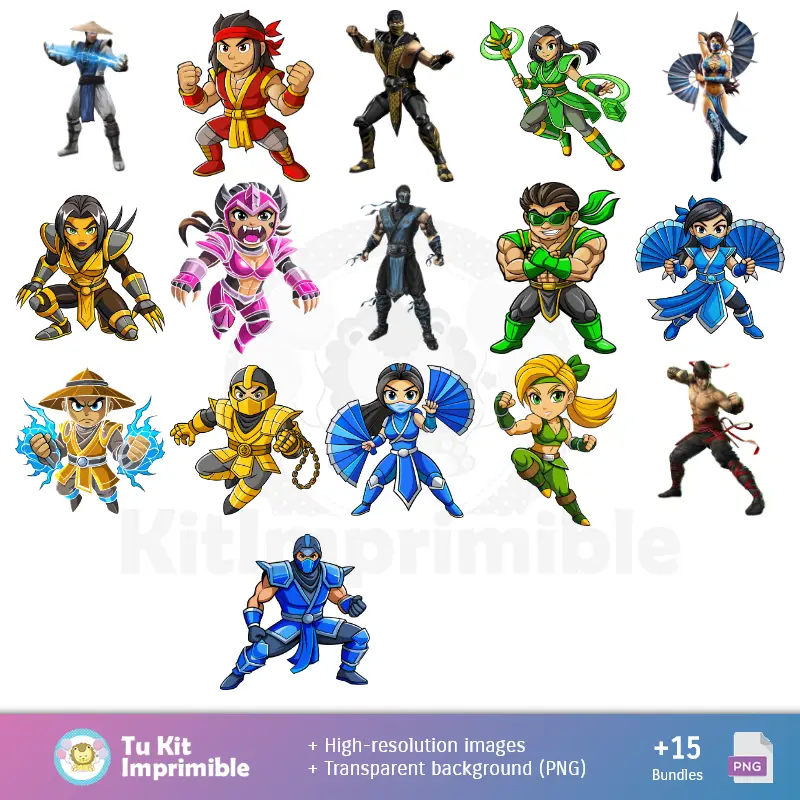 Personajes | Kombat Mortal Muster und Texturen - Scrapbook und Party Kits