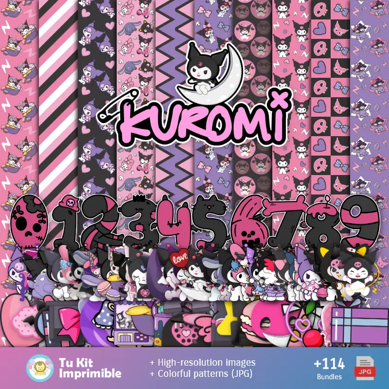 Accesorios | Kuromi पैटर्न और बनावट - स्क्रैपबुक और पार्टी किट