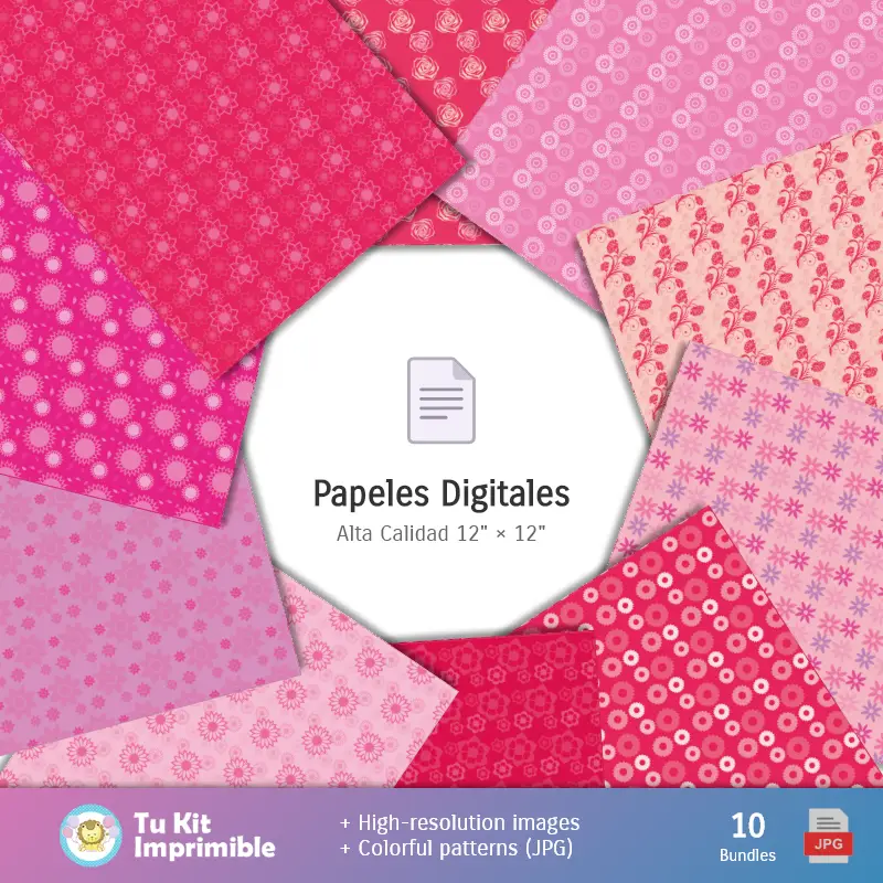 Collages | Patrões e Texturas La Bella e La Bestia - Kits de Scrapbook e Festas