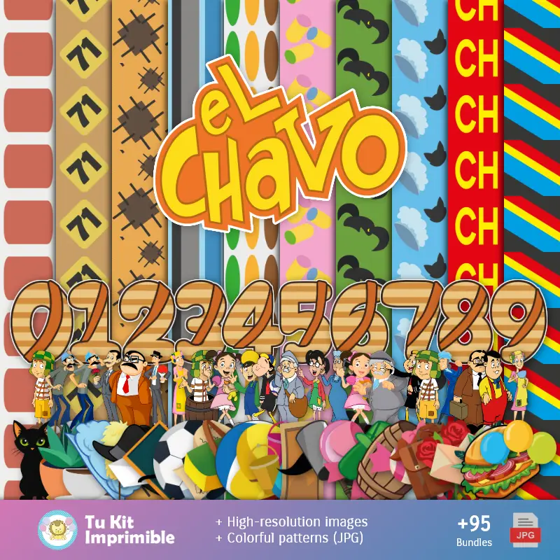 Padrões e Texturas O Chavo de 8 - Kits de Scrapbook e Festas