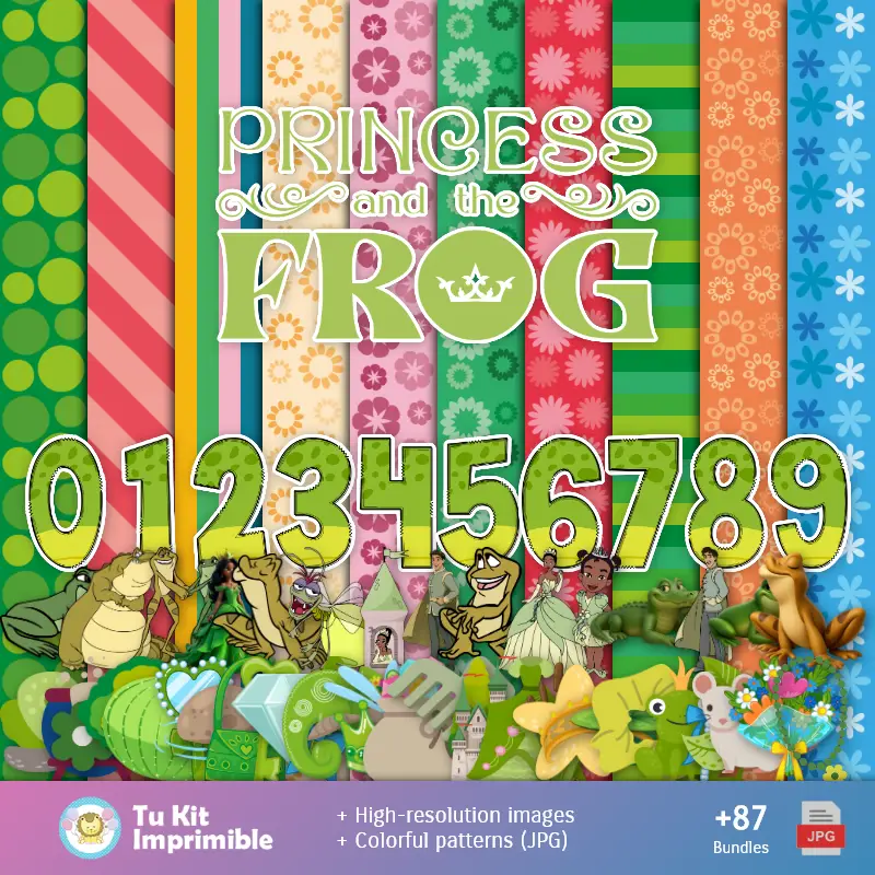 Fundos A Princesa e El Sapo - Papeles Digitales para Decoração