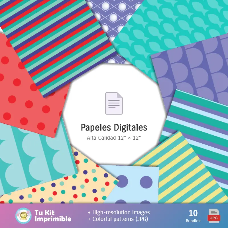 Collages | Fundos A Sirenita Ariel - Papeles Digitales para Decoração