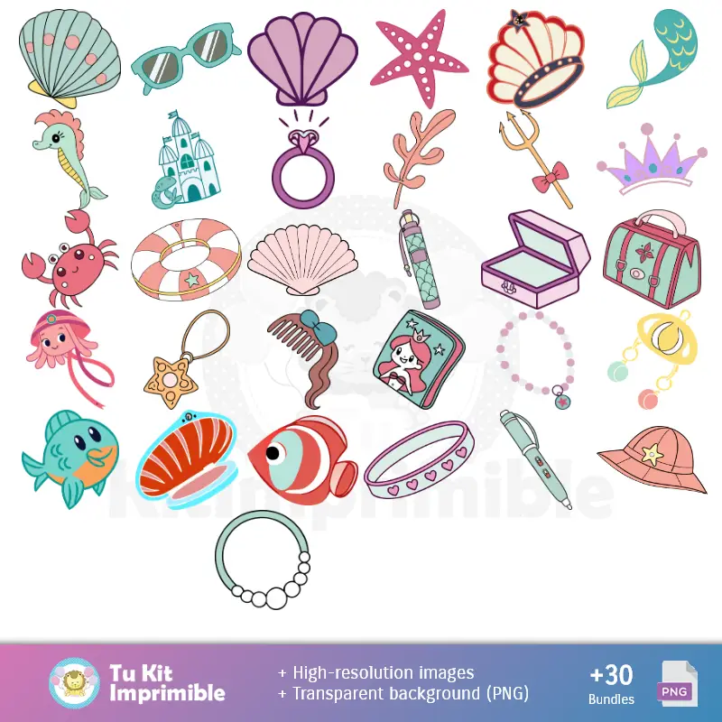 Accesorios | La Sirenita Ariel - Decorazioni Digitali