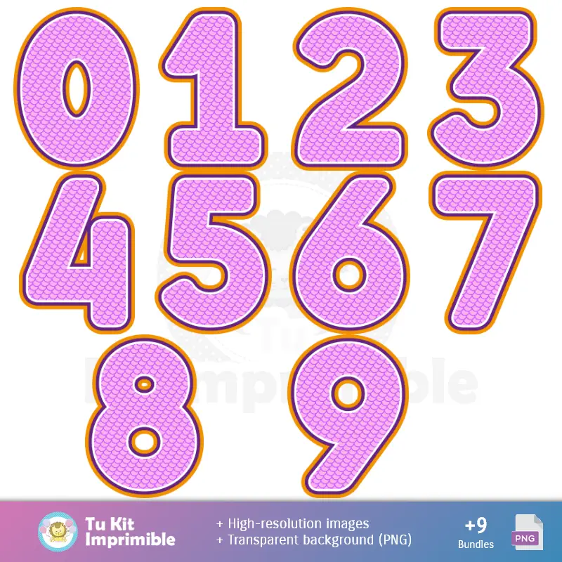 Números Temáticos | La Sirenita Ariel - Decorazioni Digitali