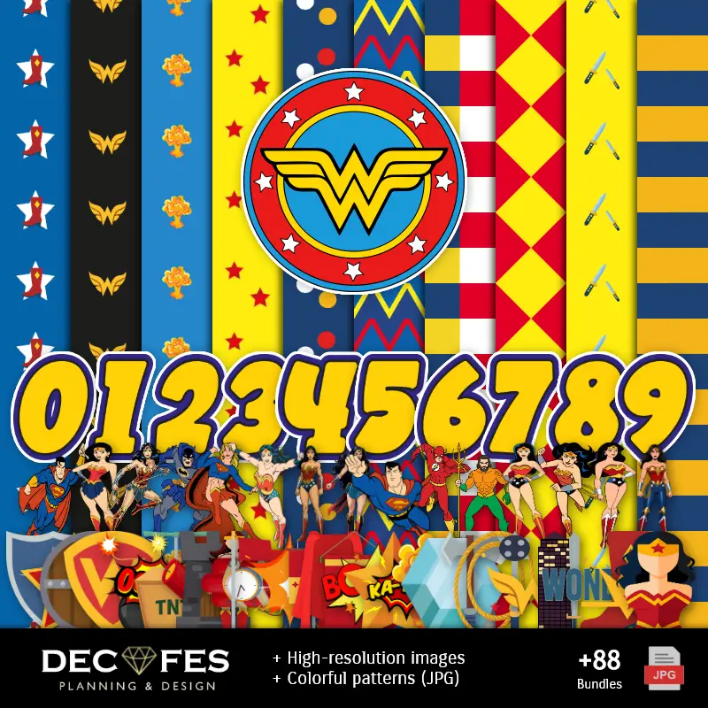 Le papier numérique Wonder Woman - Imprimable pour Scrapbook et bricolage
