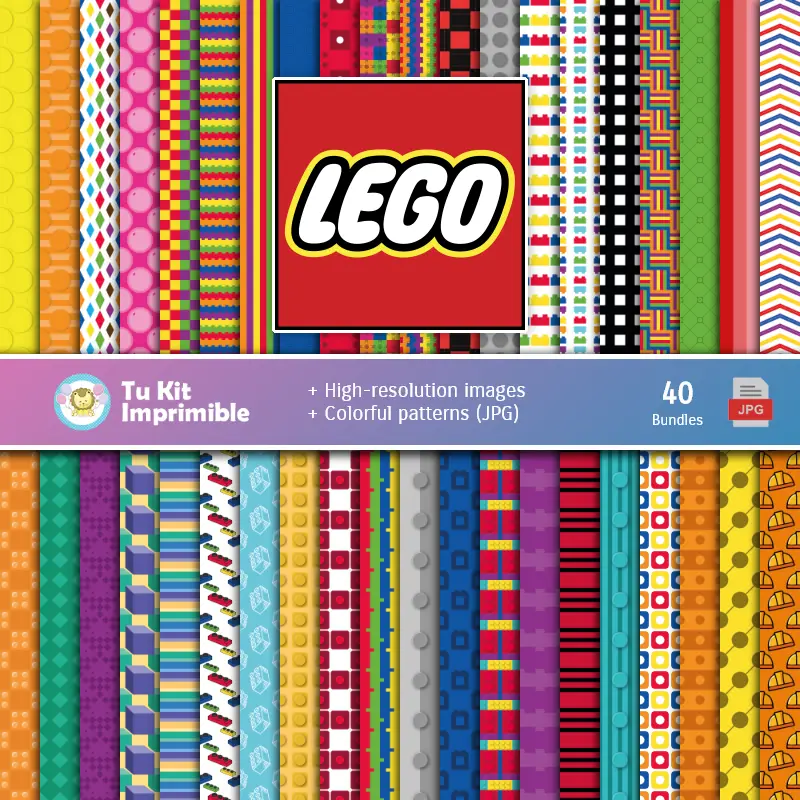 Lego Digital Paper Set - Fontane per Fiestas e Scrapbooking