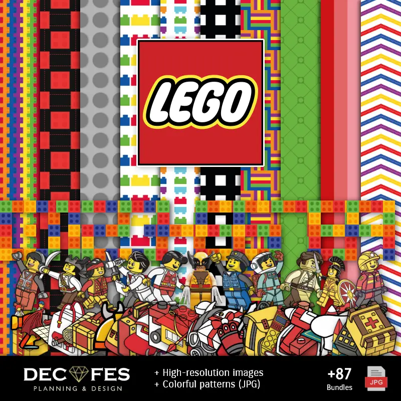 Fondos | Papel Digital Lego - Imprimíveis para Scrapbook e DIY