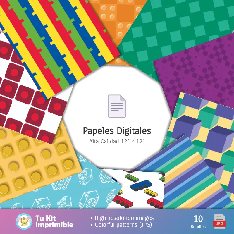 Collages | Modelli e texture Lego - Scrapbook e kit partito