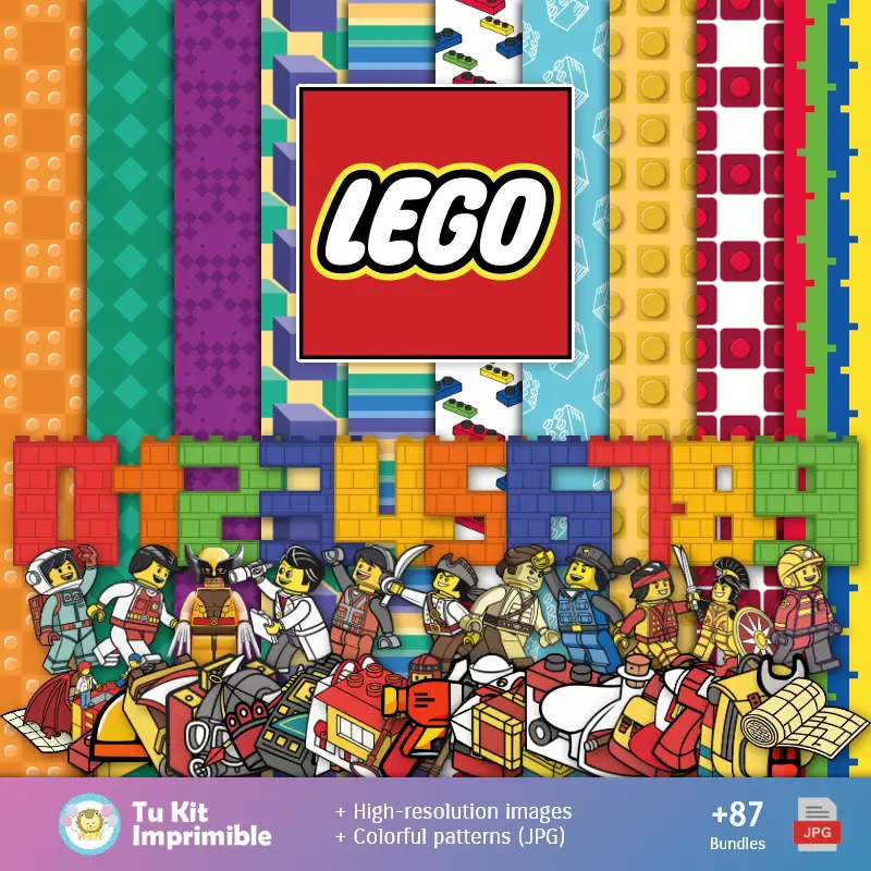 Números Temáticos | Узоры и текстуры LEGO - Scrapbook и наборы для вечеринок