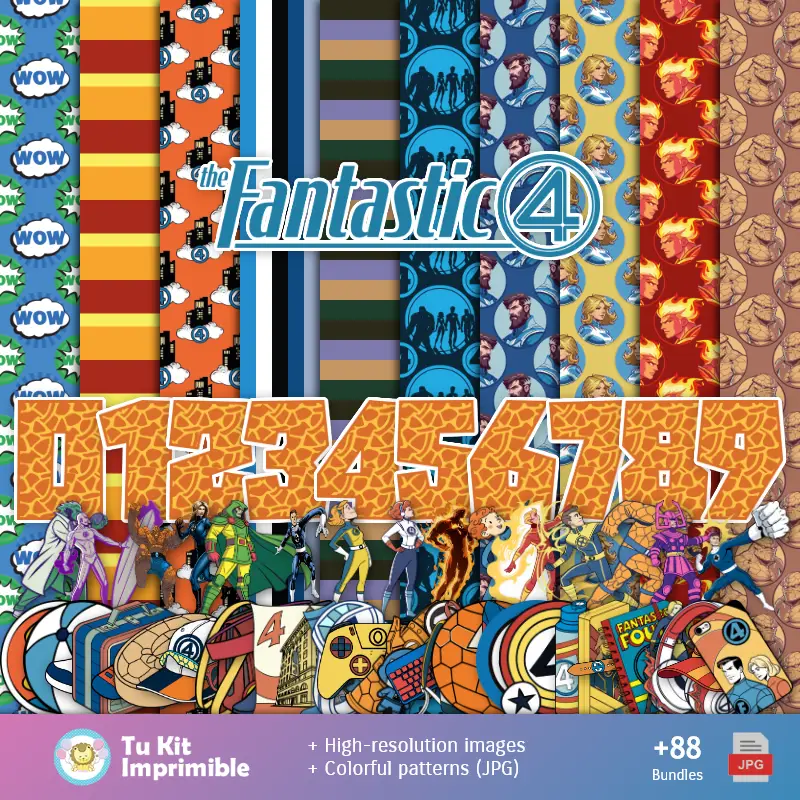 Números Temáticos | Les 4 modèles et textures fantastiques - Scrapbook et kits de fête