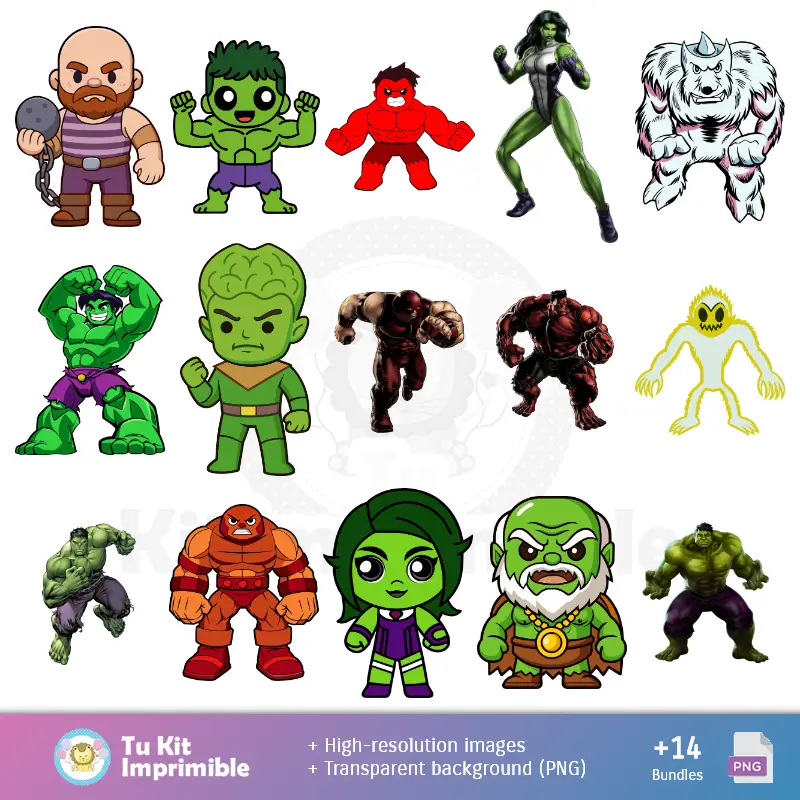 Personajes | Les incroyables motifs et textures Hulk - Scrapbook et kits de soirée