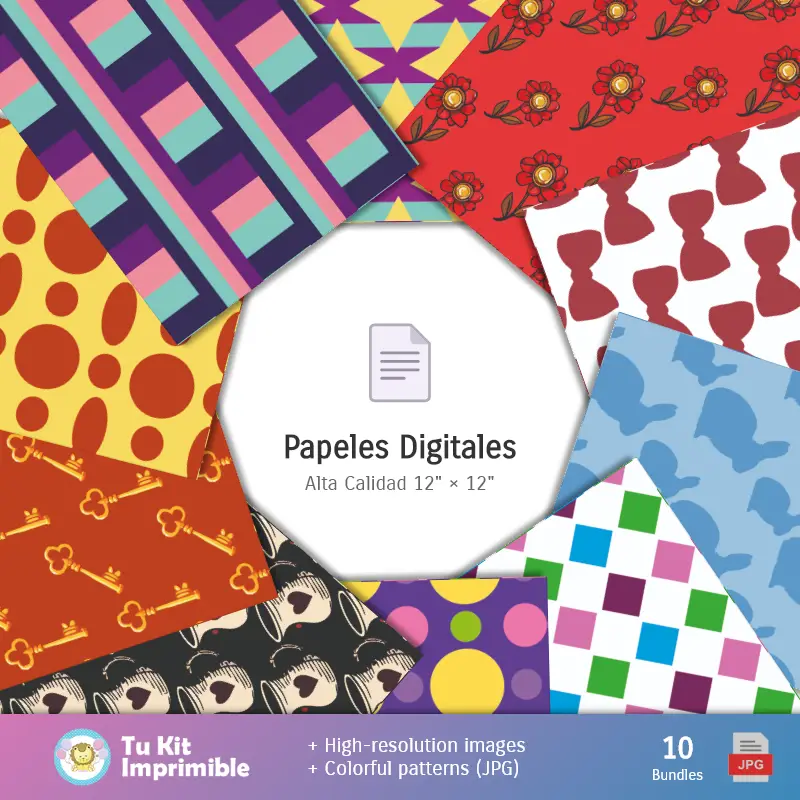 Accesorios | Les motifs et les textures d'Alice au Pays des Merveilles - Scrapbook et Party Kits