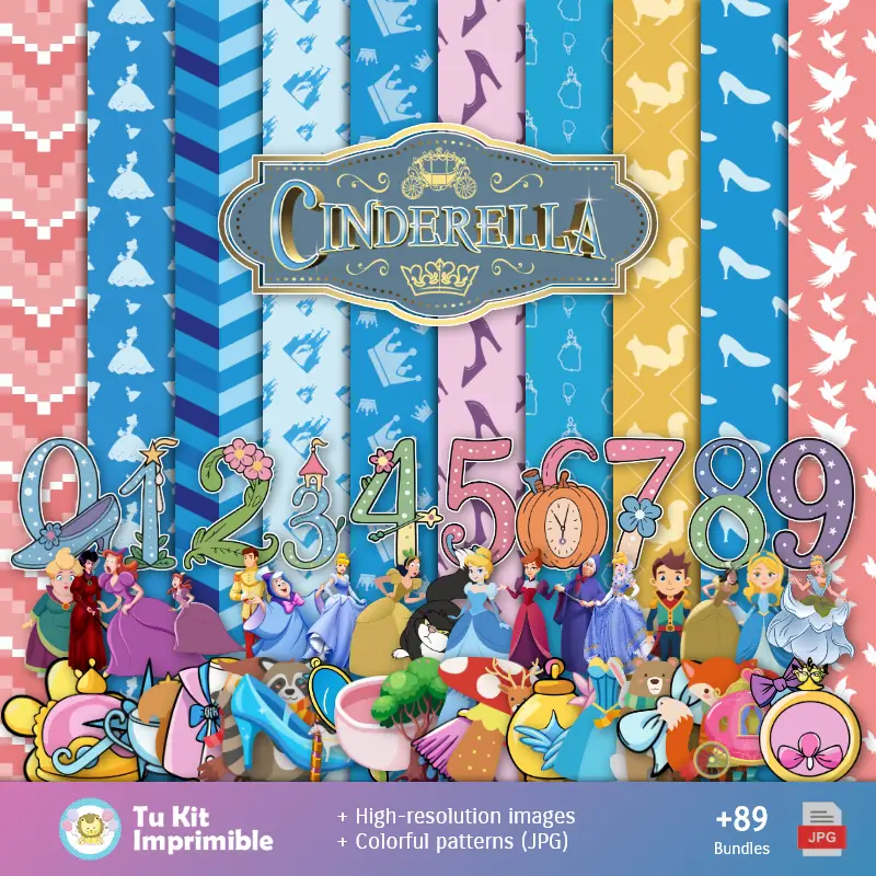 Les motifs et textures de Cendrillon - Scrapbook et kits de fête