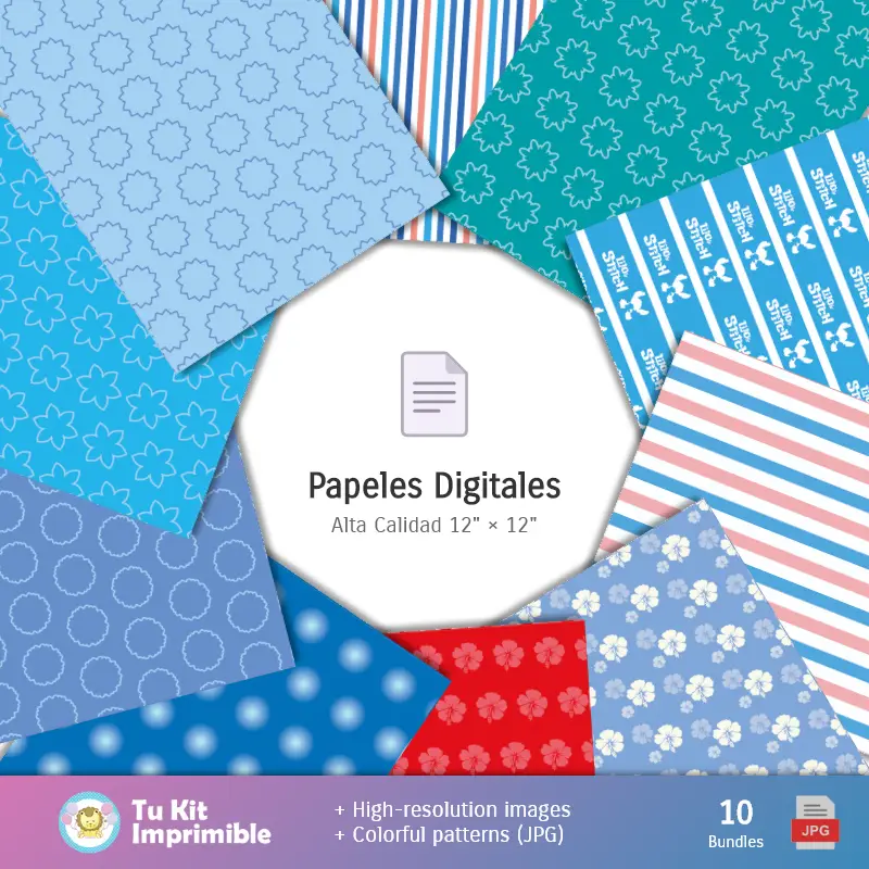 Collages | Lilo and Stitch patterns and textures - Scrapbook and party kits