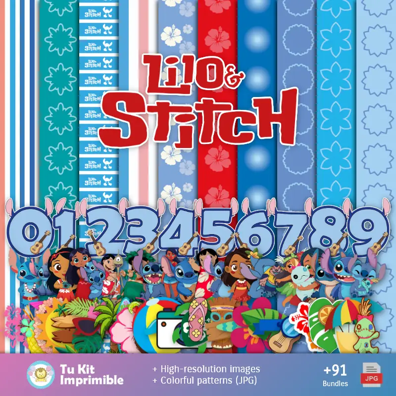 Accesorios | Lilo and Stitch patterns and textures - Scrapbook and party kits