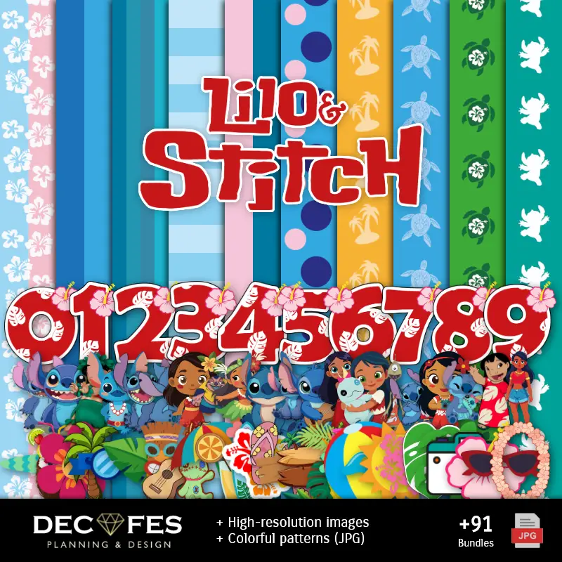 Lilo e Stitch Digital Paper - Stampabile per Scrapbook e fai da te