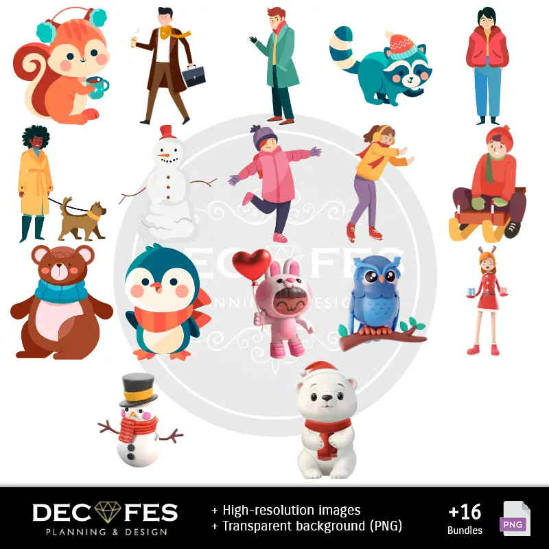 Personajes | Livre d'hiver - Dessins imprimables pour les manuels