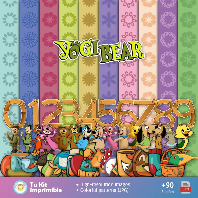Accesorios | Fundos O Oso Yogi - Papeles Digitales para Decoração