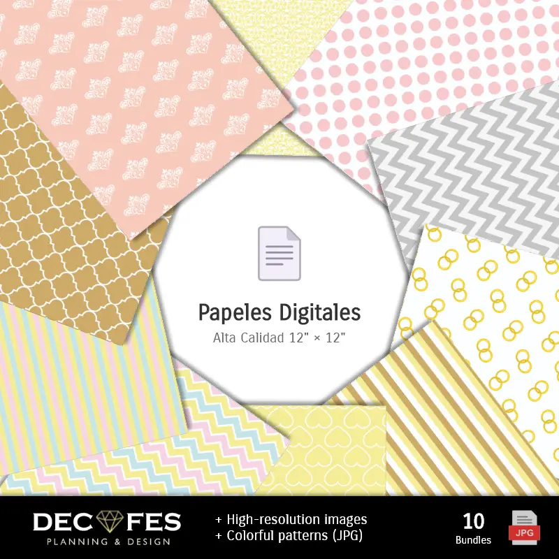 Collages | Mariage en papier numérique - Imprimable pour scrapbook et bricolage