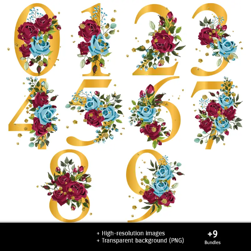 Números Temáticos | Papel Digital Casamentos - Imprimíveis para Scrapbook e DIY