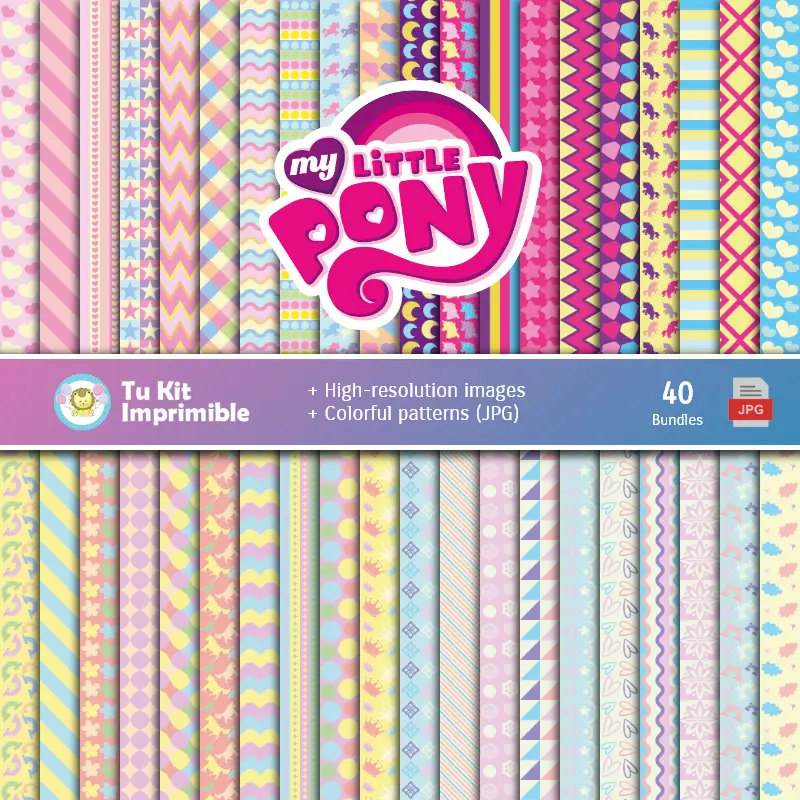 Il mio piccolo Pony Equestria Set di carta digitale - Fondamenti per Fiestas e Scrapbooking