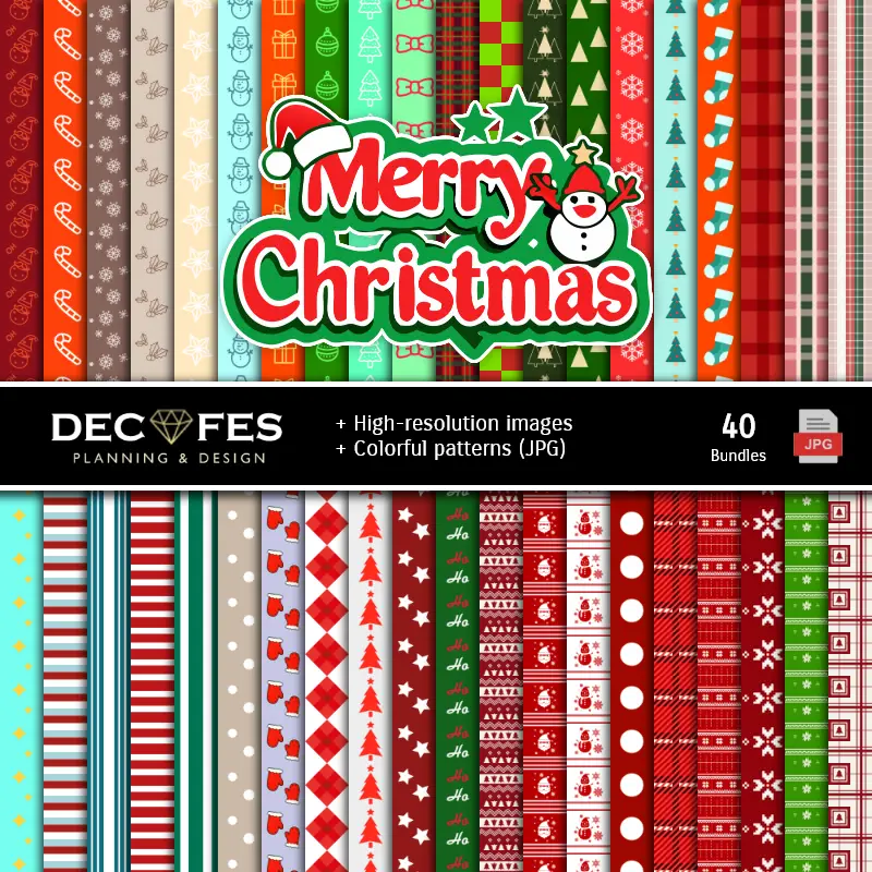 Fondos | Set de Papel Digitales Feliz Natal - Fundos para Festas e Scrapbooking