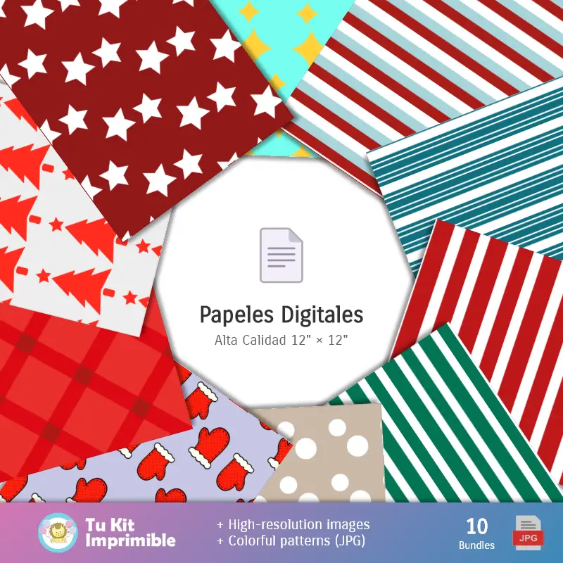 Números Temáticos | Frohe Weihnachten Muster und Texturen - Scrapbook und Party Kits