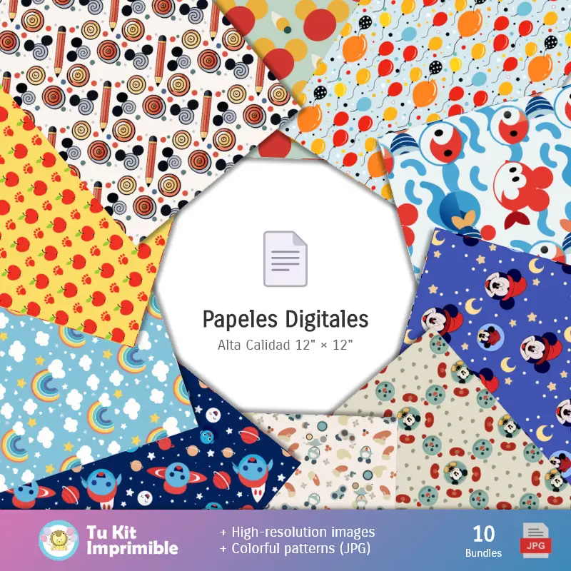 Collages | Topolino Modelli e texture - Scrapbook e kit partito