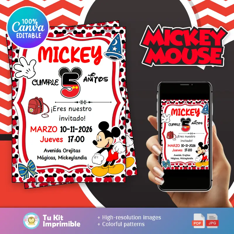 Patrones | Einladung zum Kindergeburtstag mit Mickey Mouse