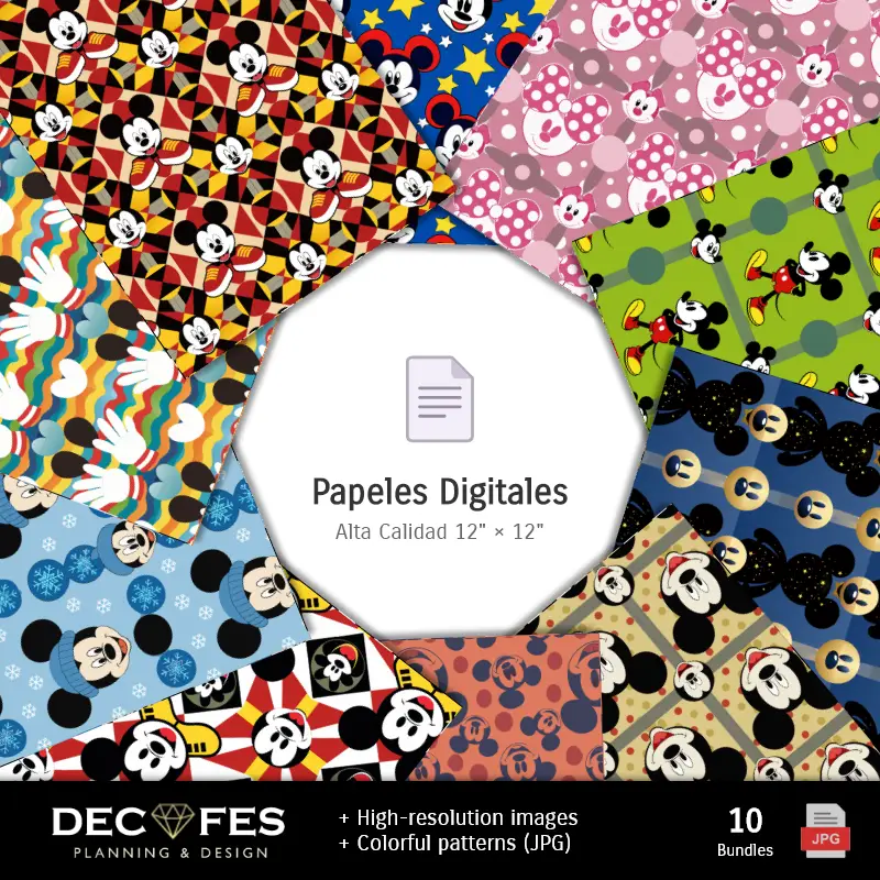 Mickey Mouse Digital Papier - Druckbar für Scrapbook und DIY