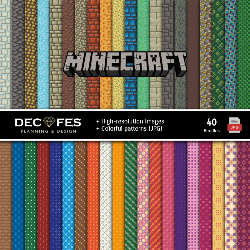 Fondos | Minecraft Digital Paper Set - Fondazioni e Scrapbooking