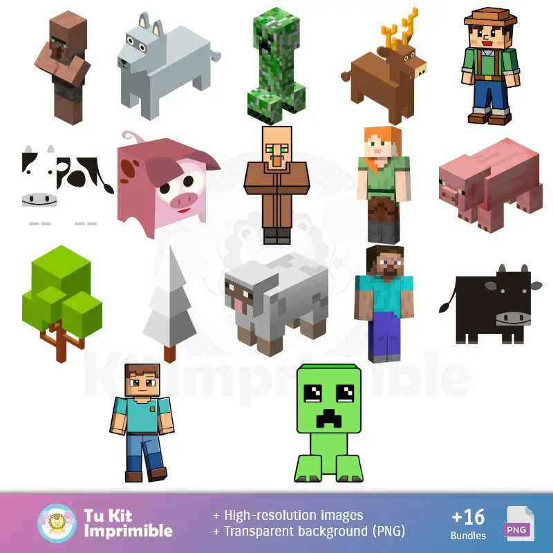 Personajes | Minecraftのパターンとテクスチャ - Scrapbookとパーティーキット