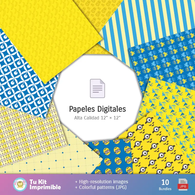 Collages | Minions Patterns et Textures - Scrapbook et Party Kits