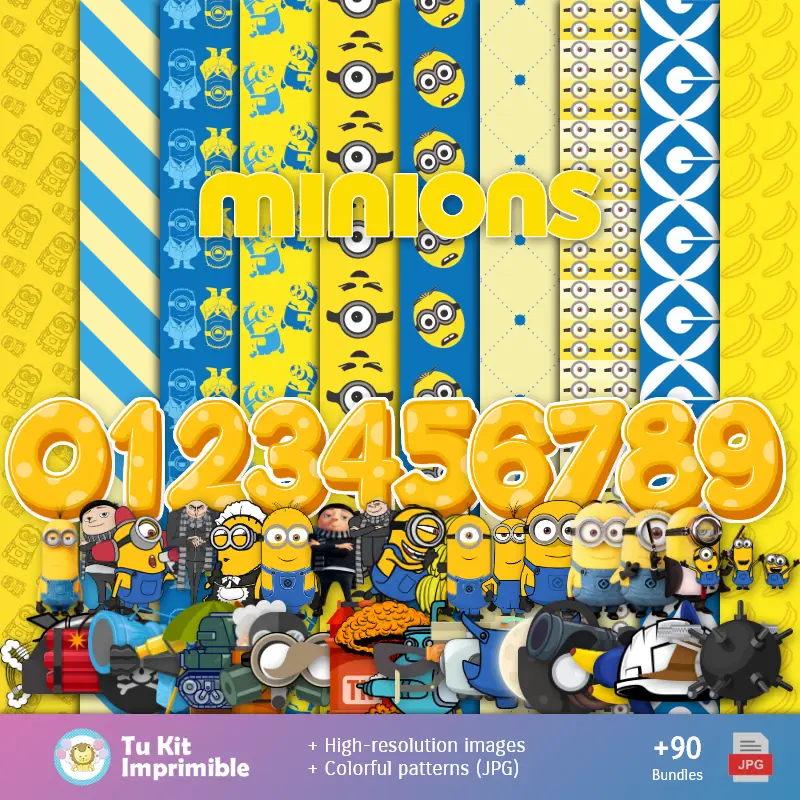 Minions Patterns et Textures - Scrapbook et Party Kits
