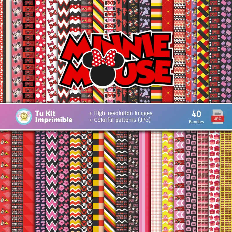 Minnie Mouse Digital Paper Set - Festival e Scrapbooking