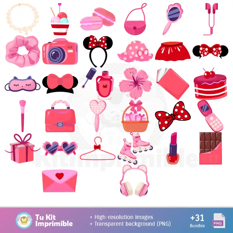 Accesorios | Minnie Maus Muster und Texturen - Scrapbook und Party Kits