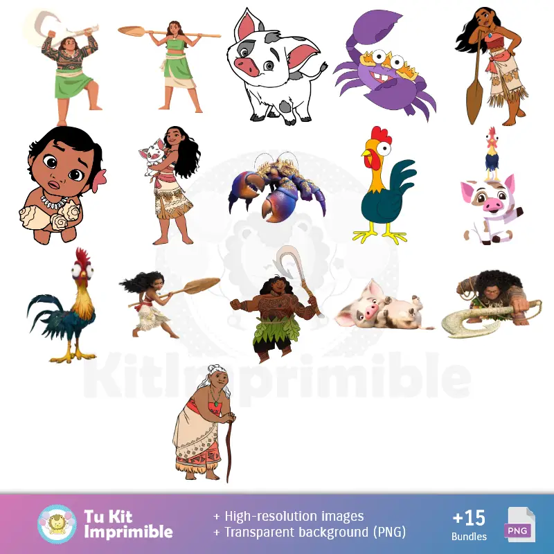 Personajes | Moana pattern e texture - Scrapbook e kit partito