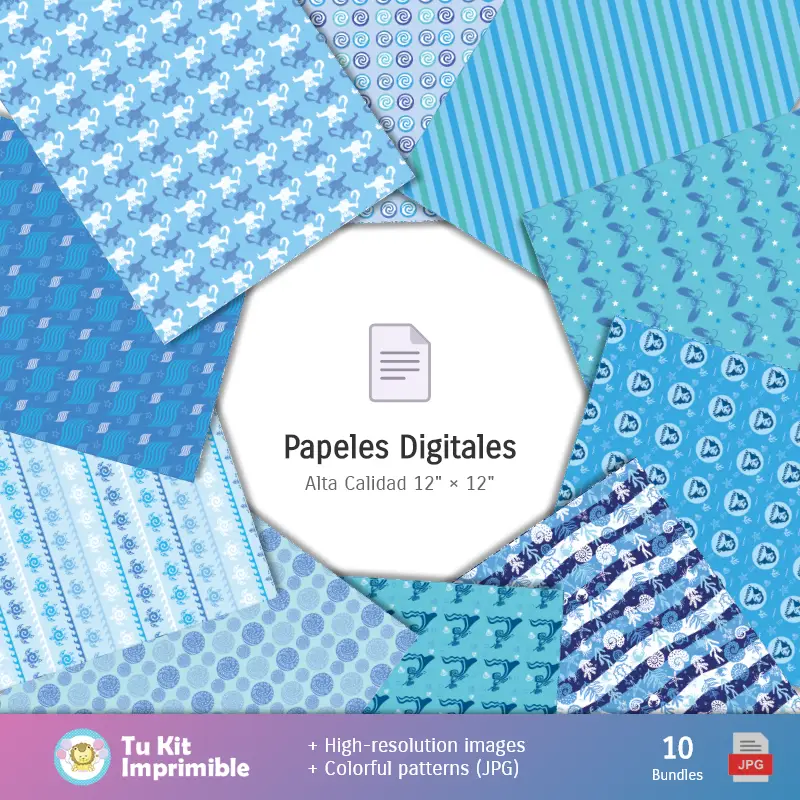 Collages | Padrões e Texturas Moana - Kits de Scrapbook e Festas