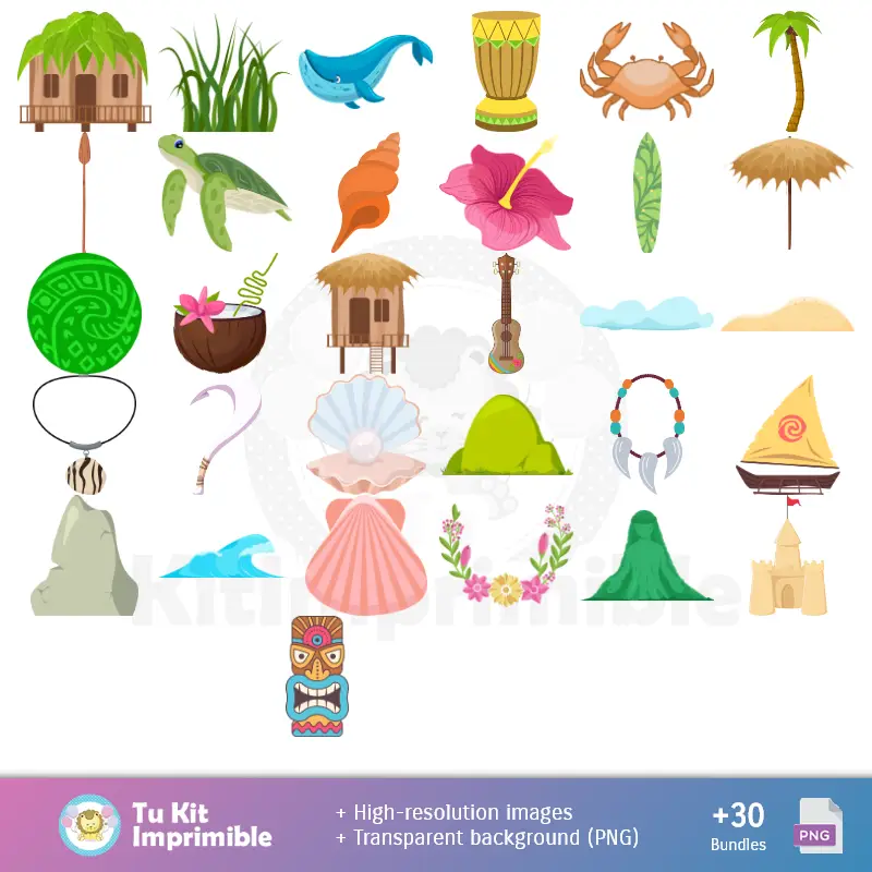 Moana patterns and Textures - Scrapbook and Party Kits