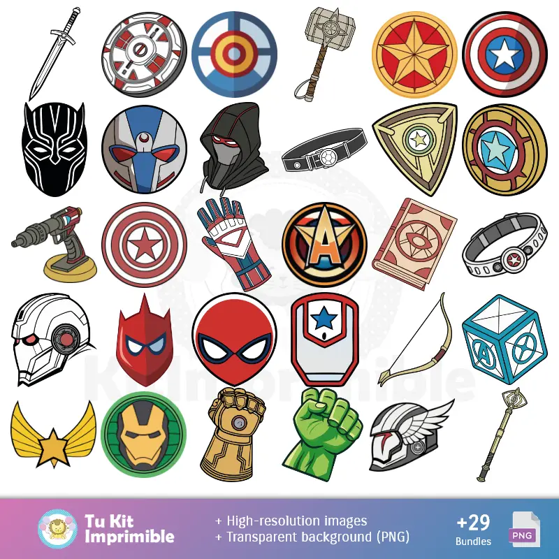 Accesorios | Modèles et textures Avengers - Scrapbook et kits de fête