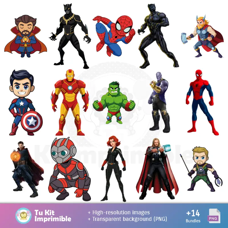 Personajes | Modèles et textures Avengers - Scrapbook et kits de fête