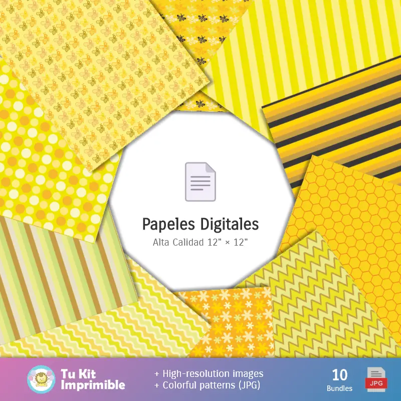 Modèles et textures d'abeilles - Scrapbook et kits de fête