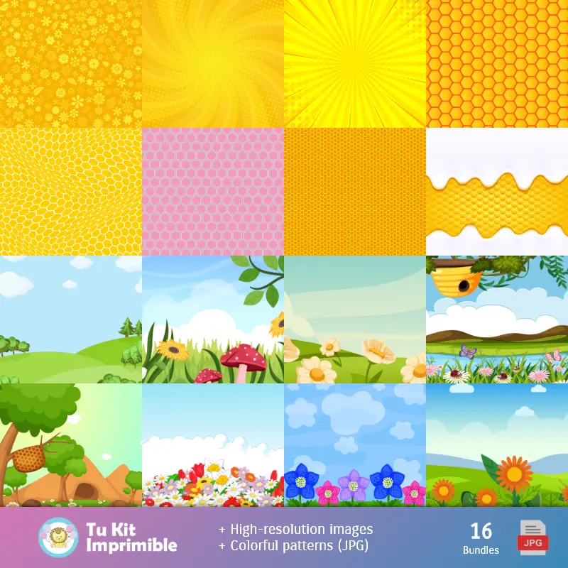 Números Temáticos | Modèles et textures d'abeilles - Scrapbook et kits de fête