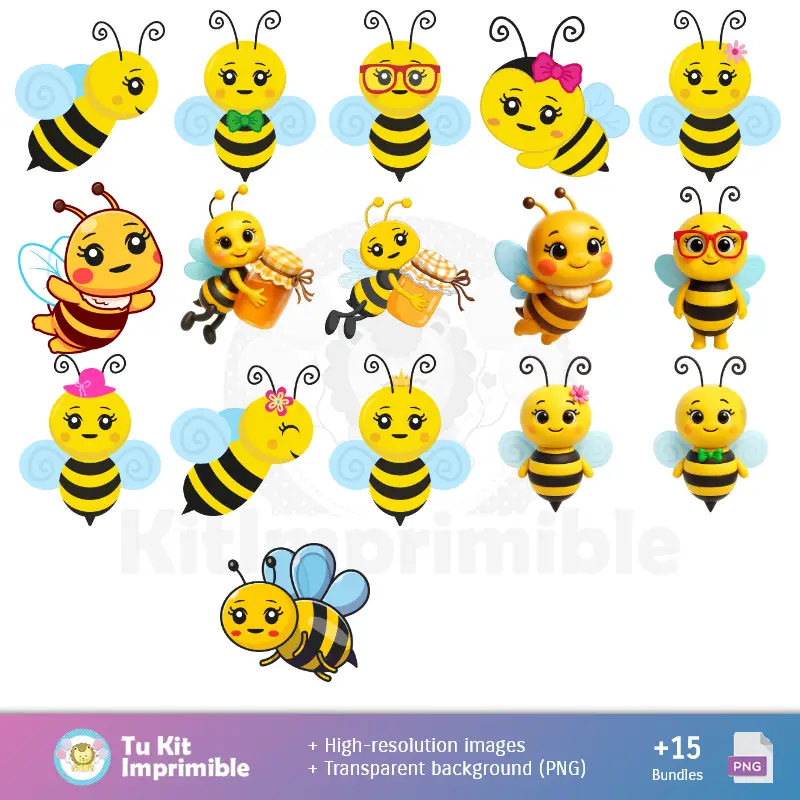 Personajes | Modèles et textures d'abeilles - Scrapbook et kits de fête