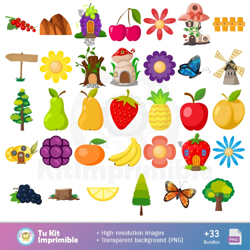 Números Temáticos | Modèles et textures de frutilita - Scrapbook et kits de fête