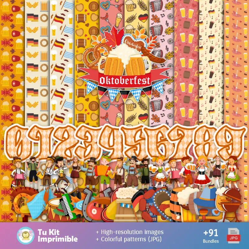 Modèles et textures d'Octobrefest - Kits de scrapbook et de fête