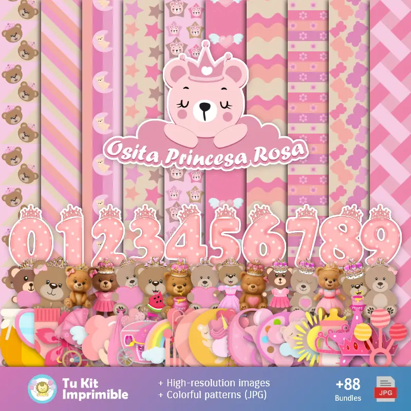 Modèles et textures d'Osito Rosa - Scrapbook et Party Kits