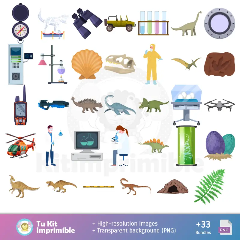 Accesorios | Modèles et textures du monde jurassique - Scrapbook et kits de fête