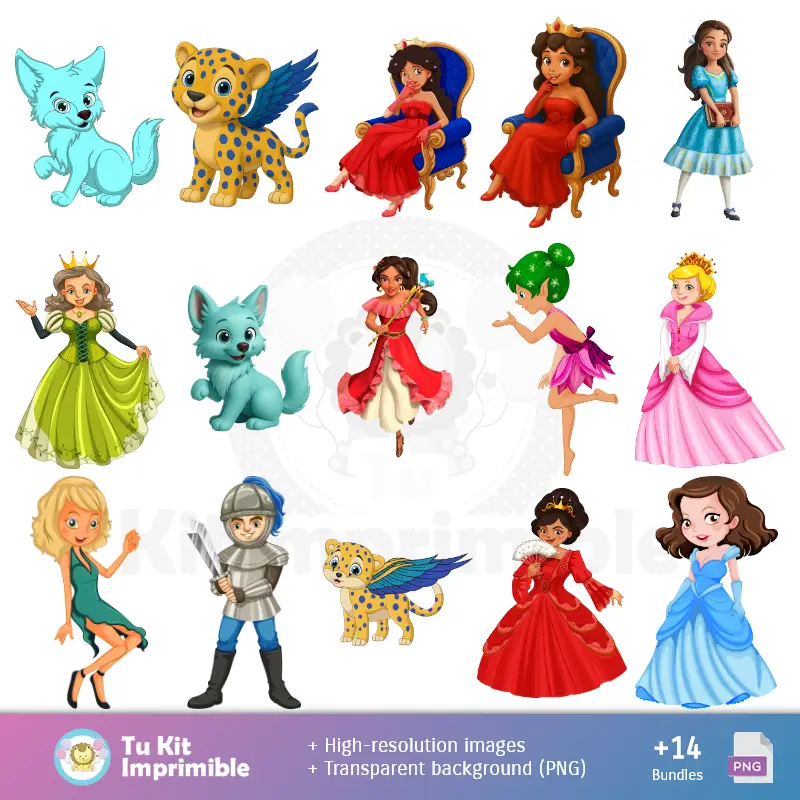 Personajes | Modèles et textures Elena de Avalor - Scrapbook et Party Kits